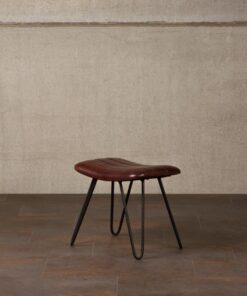 Tabouret cuir ligné Cognac Chehoma