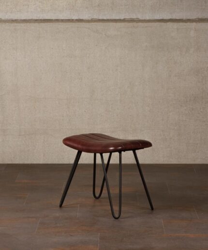 Cognac lined leather stool