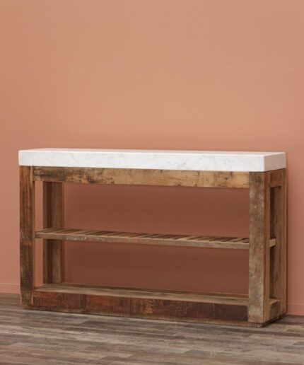 Greta marble top workbench style console