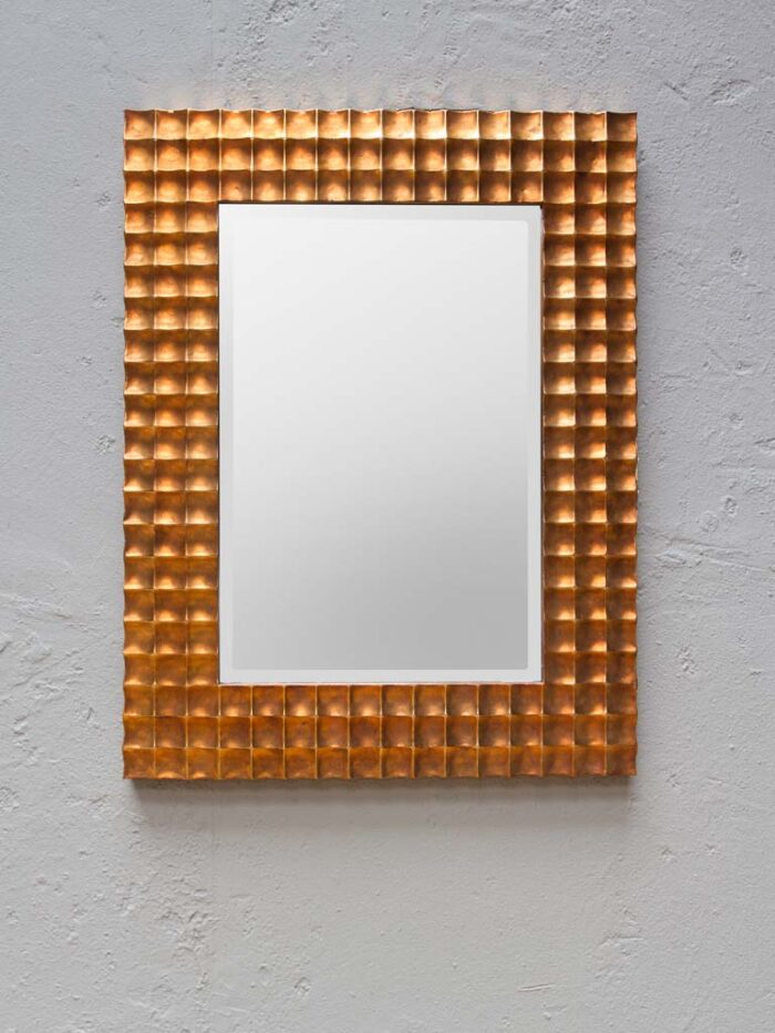 Miroir Waffel métal patine dorée
