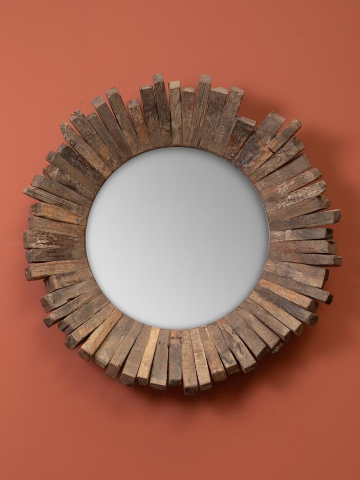 Miroir rond bois brut Natura