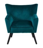 fauteuil Wayne velours côtelé bleu canard