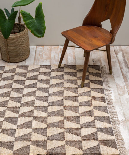 Kleiner Teppich in Beigetönen aus Baumwolle und Sisal-Chehoma-32531