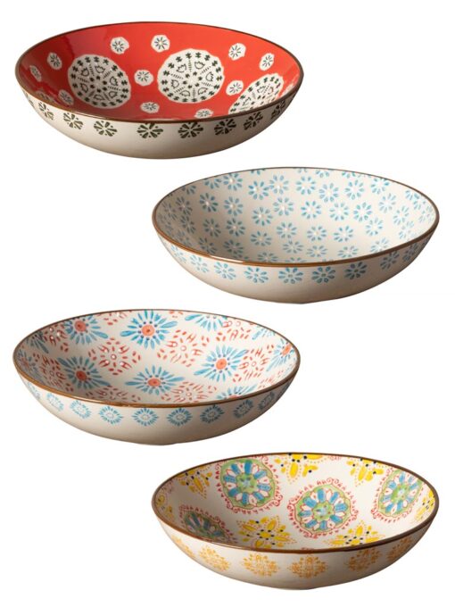 Set-12-assiettes-à-pâtes-Bohemian-chehoma-24656-motif-4-couleurs