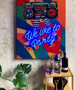 tableau-mural-néon-LED-We-Like-to-Party-jaimeladeco